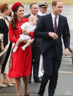 Royal tour arrival in New Zealand - Prince George of Cambridge with his parents